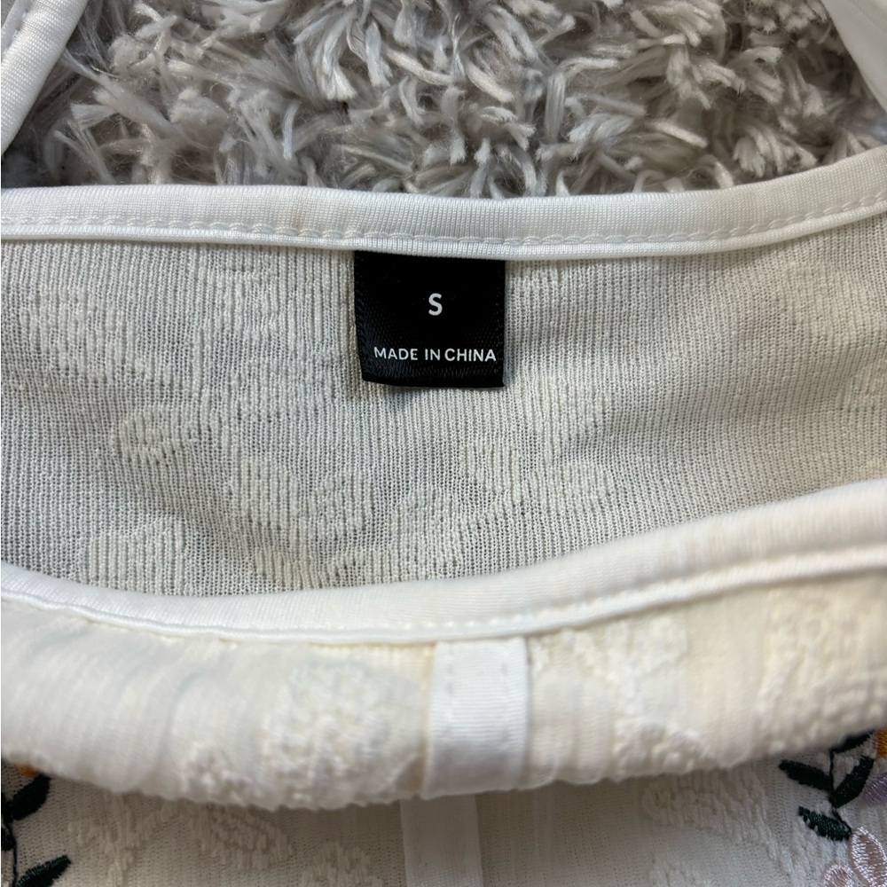 White Floral Embroidered Corset Crop Top Size S - Picture 5 of 5